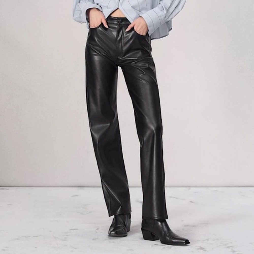 Rag & Bone Black Lamb Leather Harlow Pant